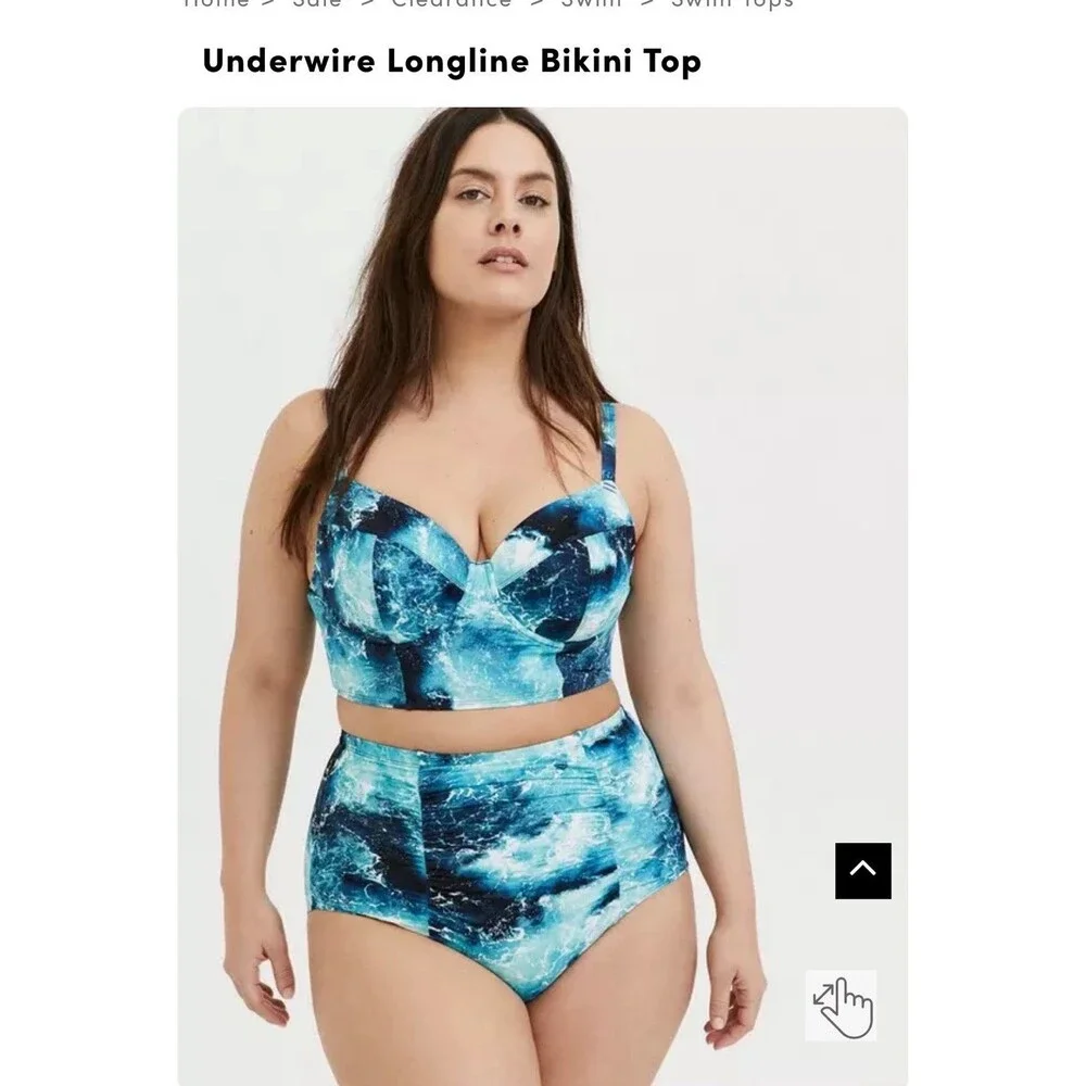 Torrid size 3 blue ocean underwire longline bikini top